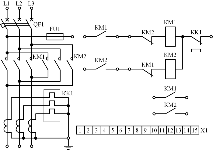 Рисунок 2 – Схема электрическая принципиальная блока управления асинхронными двигателями с короткозамкнутым ротором типа Б5430 с индексами 42ХХ…46ХХ